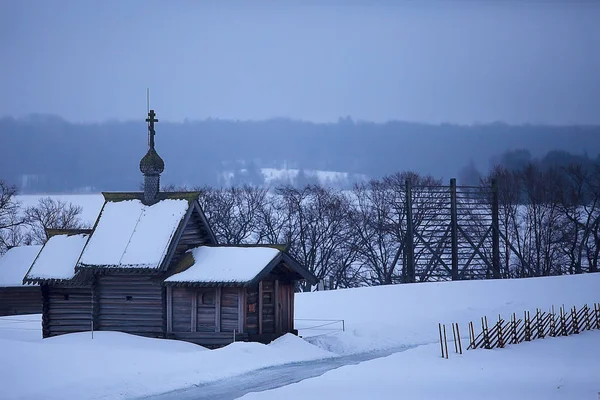 Arkitekturen Gamla Kizhi Kyrka Vinter Ryssland — Stockfoto