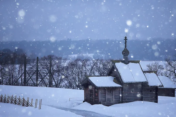 Arkitekturen Gamla Kizhi Kyrka Vinter Ryssland — Stockfoto