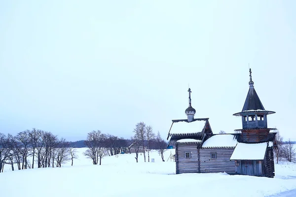 Kizhi 教堂的建筑 冬季景观 俄罗斯 — 图库照片