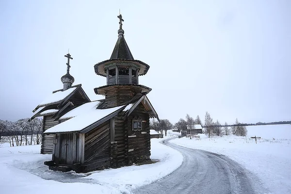 Kizhi 教堂的建筑 冬季景观 俄罗斯 — 图库照片