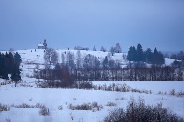 Eski Kizhi kilise, kış görünümü, Rusya mimarisi
