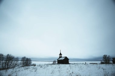 Eski Kizhi kilise, kış görünümü, Rusya mimarisi