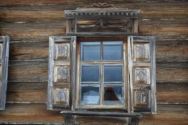 Case Legno Della Campagna Russa Architettura Legno Paesaggio Invernale Nel — Foto Stock