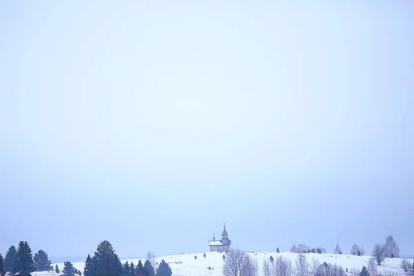 Dimmigt Vinterlandskap Med Snöfall Och Skog Säsongsbetonade Kyla — Stockfoto