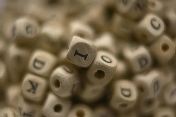 Hintergrund Aus Holzwürfeln Mit Buchstaben Des Alphabets Konzept Der Bildung — Stockfoto