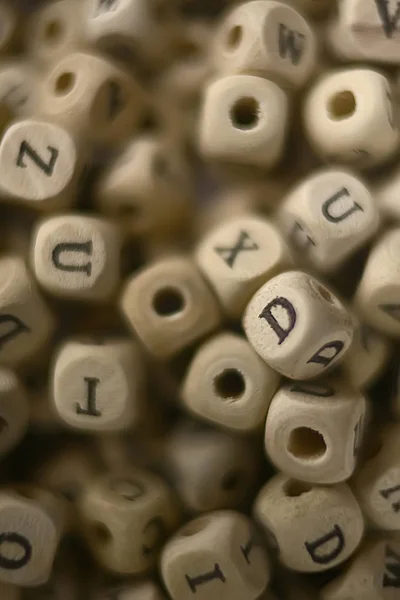 Achtergrond Van Houten Blokjes Met Alfabetletters Concept Van Onderwijs Het — Stockfoto