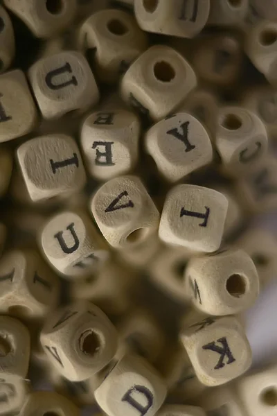 Podłoże Drewniane Kostki Liter Alfabetu Koncepcja Edukacji Czytania Nauka Liter — Zdjęcie stockowe