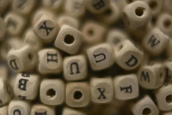 Hintergrund Aus Holzwürfeln Mit Buchstaben Des Alphabets Konzept Der Bildung — Stockfoto