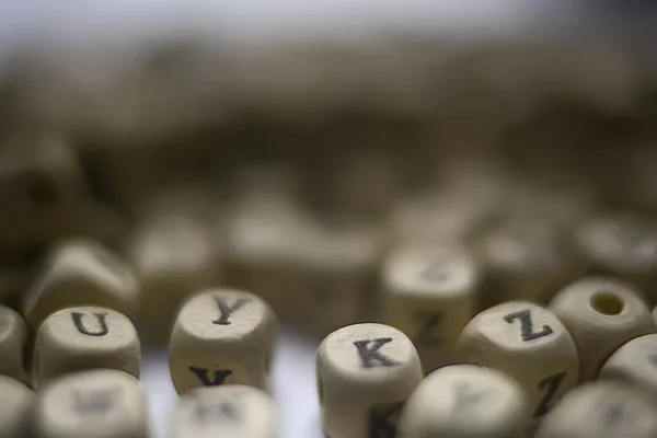 Achtergrond Van Houten Blokjes Met Alfabetletters Concept Van Onderwijs Het — Stockfoto