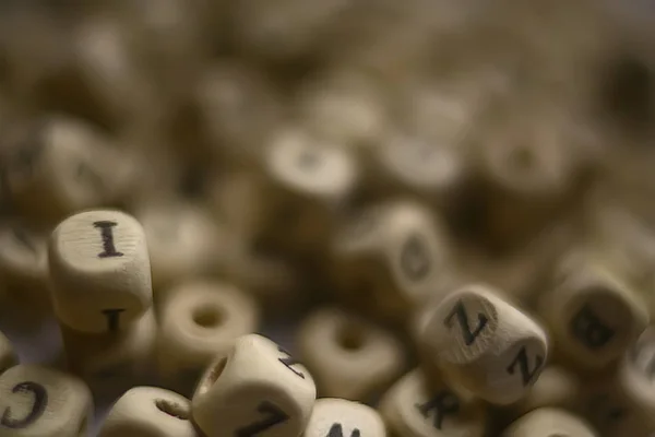 Fondo Cubos Madera Con Letras Del Alfabeto Concepto Educación Lectura —  Fotos de Stock