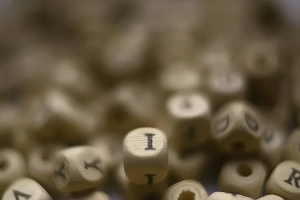 Achtergrond Van Houten Blokjes Met Alfabetletters Concept Van Onderwijs Het — Stockfoto