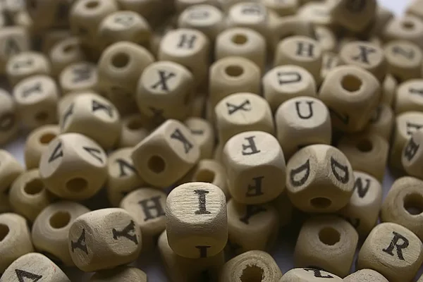 Fondo Cubos Madera Con Letras Del Alfabeto Concepto Educación Lectura —  Fotos de Stock