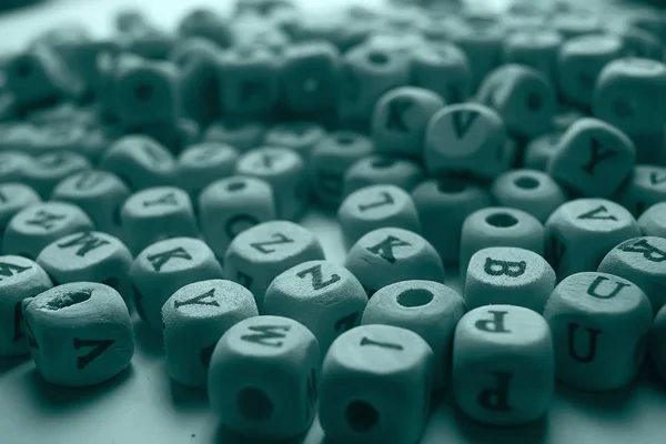 Fundo Cubos Madeira Com Letras Alfabeto Conceito Educação Leitura Aprendizagem — Fotografia de Stock