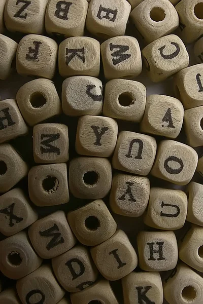 Podłoże Drewniane Kostki Liter Alfabetu Koncepcja Edukacji Czytania Nauka Liter — Zdjęcie stockowe