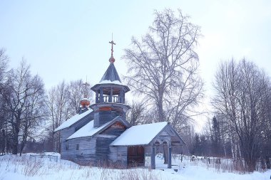 Eski Kizhi kilise, kış görünümü, Rusya mimarisi