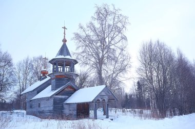 Eski Kizhi kilise, kış görünümü, Rusya mimarisi