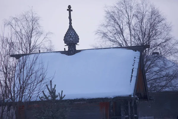 Arquitectura Antigua Iglesia Kizhi Vista Invierno Rusia —  Fotos de Stock