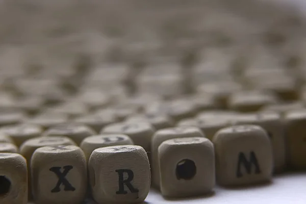 Fondo Cubos Madera Con Letras Del Alfabeto Concepto Educación Lectura —  Fotos de Stock