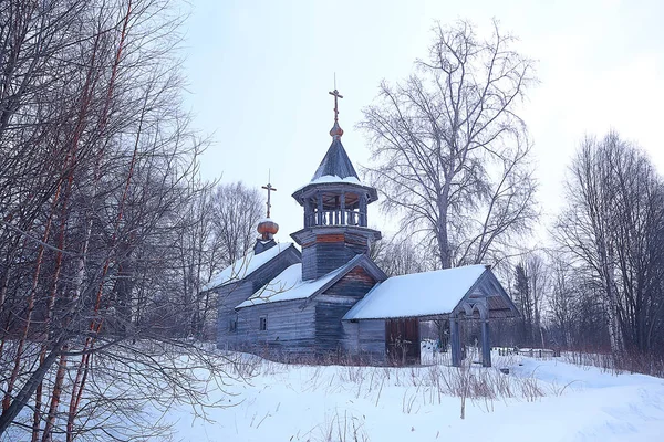 古いキジ島教会 冬景色 ロシアの建築 — ストック写真