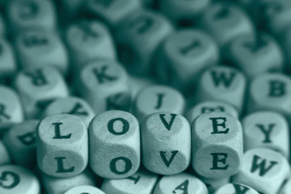 Fakockák Betűk Szerelem Felirat Üzenet Kis Betűk Romantika Szeretet Fogalma — Stock Fotó