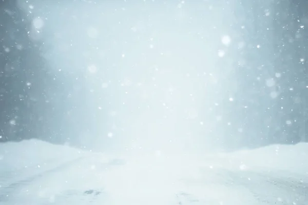 Köd Téli Road Magányos Téli Táj — Stock Fotó