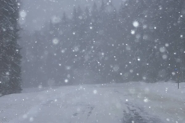 Köd Téli Road Magányos Téli Táj — Stock Fotó