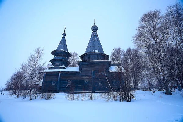 Архитектура Старой Кижской Церкви Зимний Вид Россия — стоковое фото