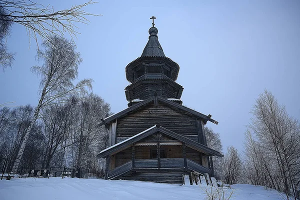 Építészet Régi Kizhi Templom Téli Nézet Oroszország — Stock Fotó