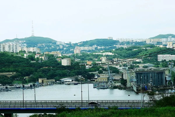 Vista Sul Ponte Della Città Vladivostok Russia — Foto Stock