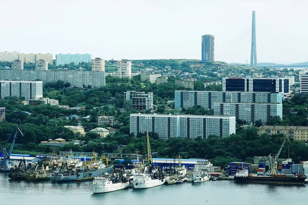 Widok Miasto Most Vladivostok Federacja Rosyjska — Zdjęcie stockowe