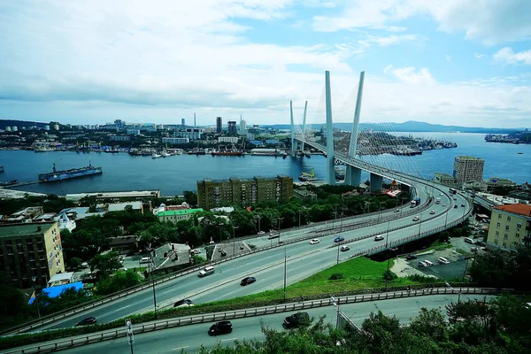 Vista Sul Ponte Della Città Vladivostok Russia — Foto Stock