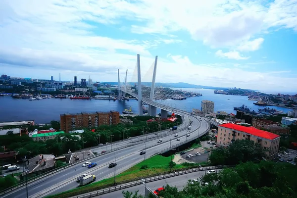 Vista Sul Ponte Della Città Vladivostok Russia — Foto Stock