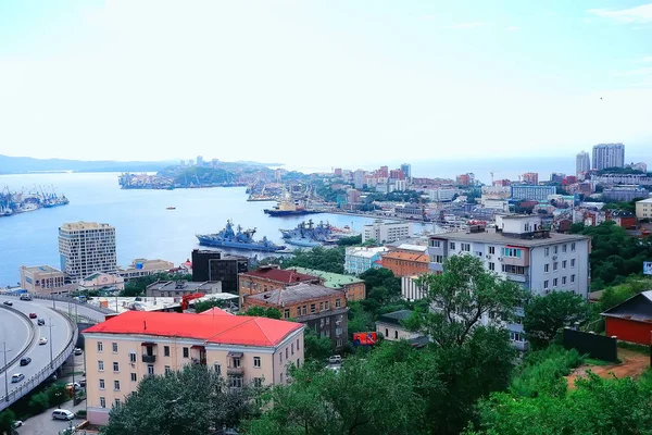 Weergave Van Brug Van Stad Vladivostok Rusland — Stockfoto