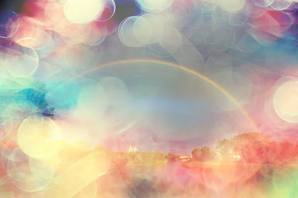 Úžasné Letní Krajina Rainbow Malebná Příroda — Stock fotografie