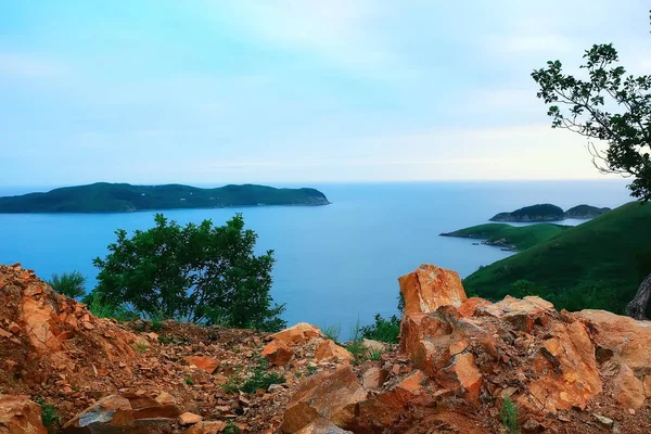 Hoge Kust Groen Van Klif Geweldige Natuur — Stockfoto