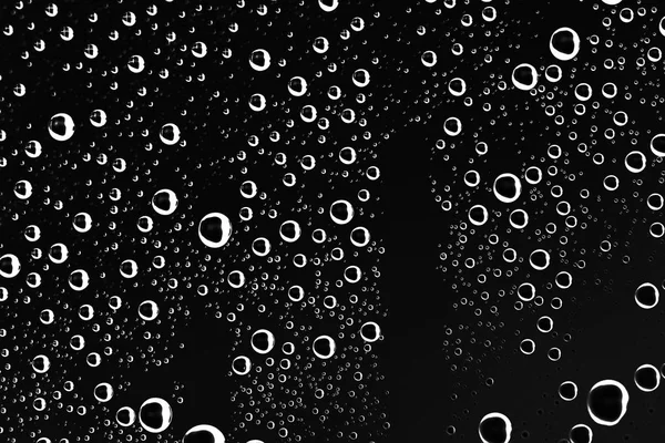 Black Wet Background Raindrops Window Glass Concept Autumn Weather — Stock Photo, Image