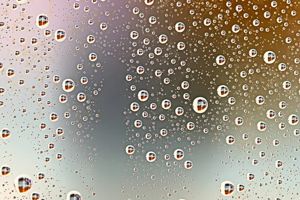 Grauer Nasser Hintergrund Regentropfen Auf Fensterglas Konzept Des Herbstwetters — Stockfoto