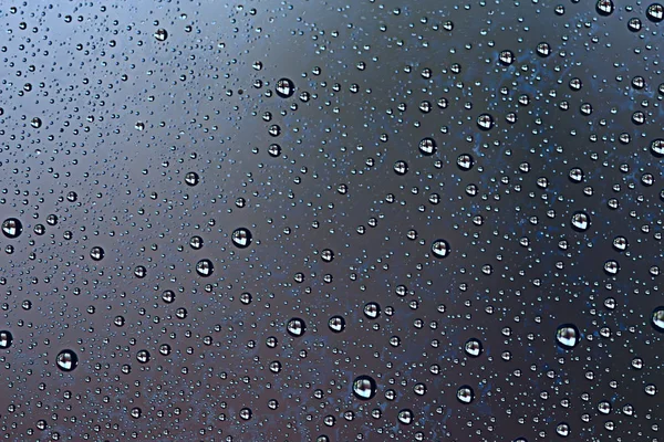 Gray Wet Background Raindrops Window Glass Concept Autumn Weather — Stock Photo, Image