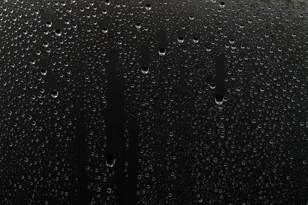 Black Wet Background Raindrops Window Glass Concept Autumn Weather — Stock Photo, Image