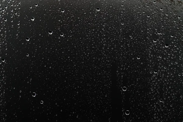 Fondo Húmedo Negro Gotas Lluvia Vidrio Ventana Concepto Clima Otoño —  Fotos de Stock