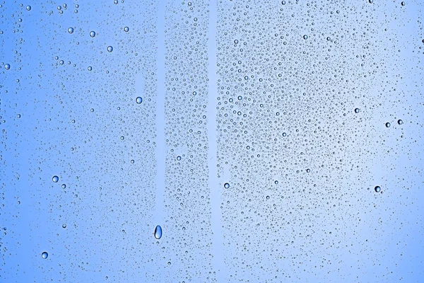 Fondo Húmedo Azul Gotas Lluvia Vidrio Ventana Concepto Clima Otoño —  Fotos de Stock