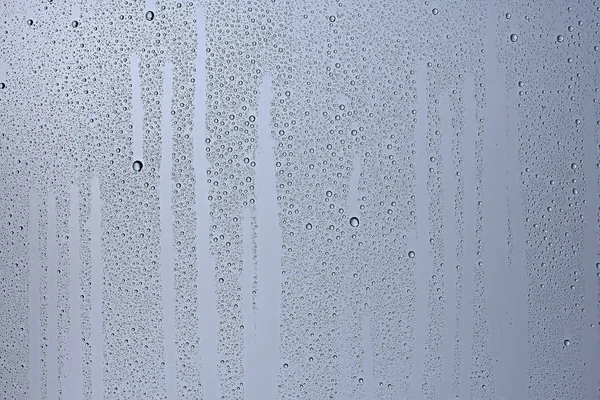Γκρι Υγρό Φόντο Σταγόνες Βροχής Τζάμι Έννοια Του Τον Καιρό — Φωτογραφία Αρχείου