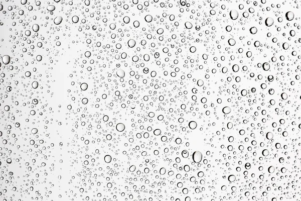 白色湿背景 窗玻璃上的雨滴 秋季天气的概念 — 图库照片