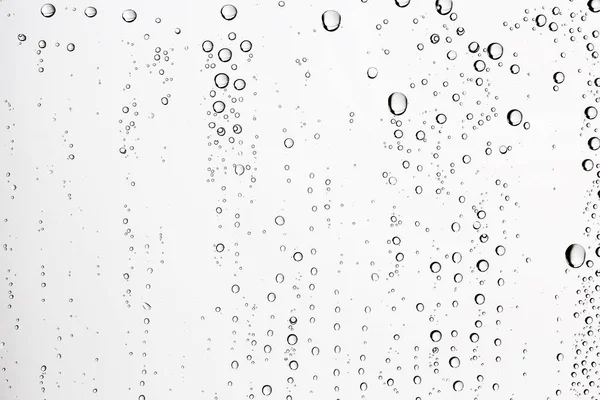 white wet background, raindrops on window glass, concept of autumn weather