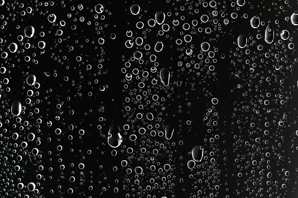 Black Wet Background Raindrops Window Glass Concept Autumn Weather — Stock Photo, Image