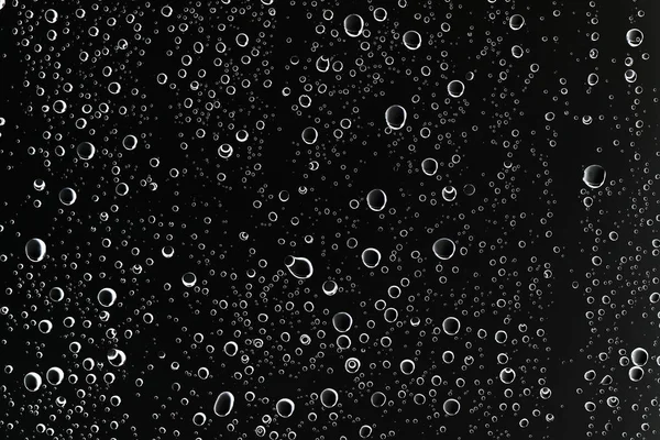 Black Wet Background Raindrops Window Glass Concept Autumn Weather — Stock Photo, Image