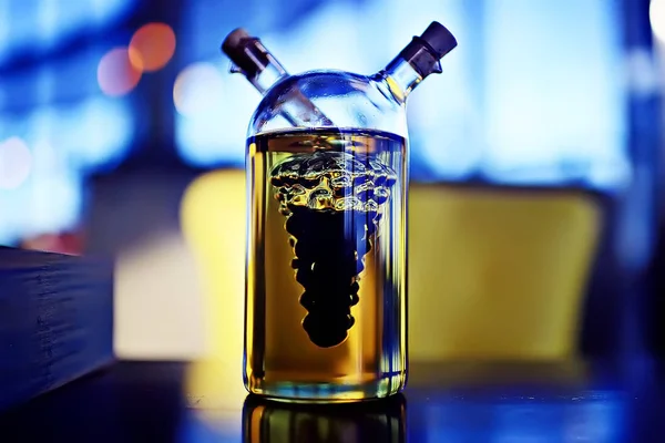 Bottle Olive Oil Balsamic Vinegar Traditional Mediterranean Seasoning — Stock Photo, Image