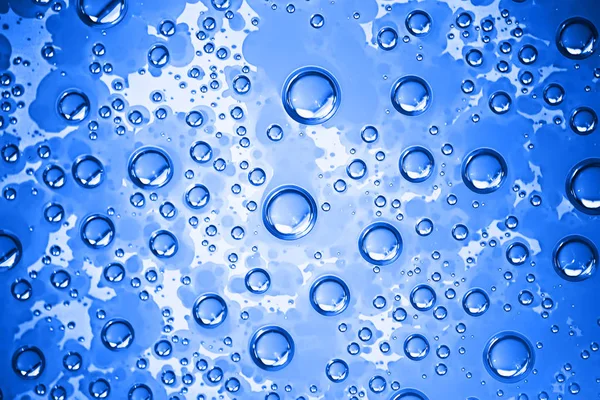 Blue Wet Background Raindrops Window Glass Concept Autumn Weather — Stock Photo, Image