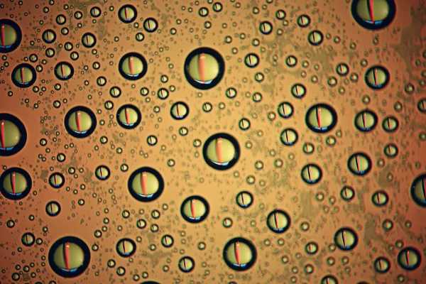 green wet background, raindrops on window glass, concept of autumn weather