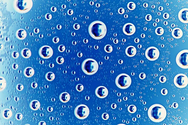 Fondo Húmedo Azul Gotas Lluvia Vidrio Ventana Concepto Clima Otoño — Foto de Stock